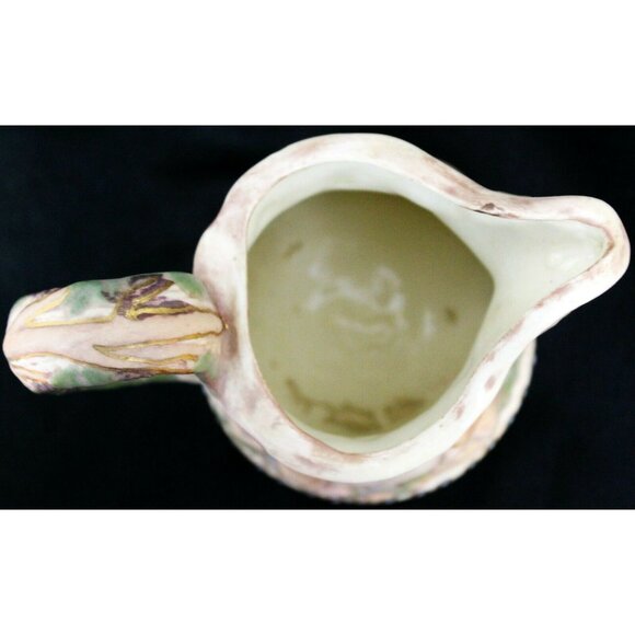 VTG 70 Hazel Cousins Pink Cream White Ceramic Pitcher Multicolor Cherub Vineyard - Picture 10 of 11